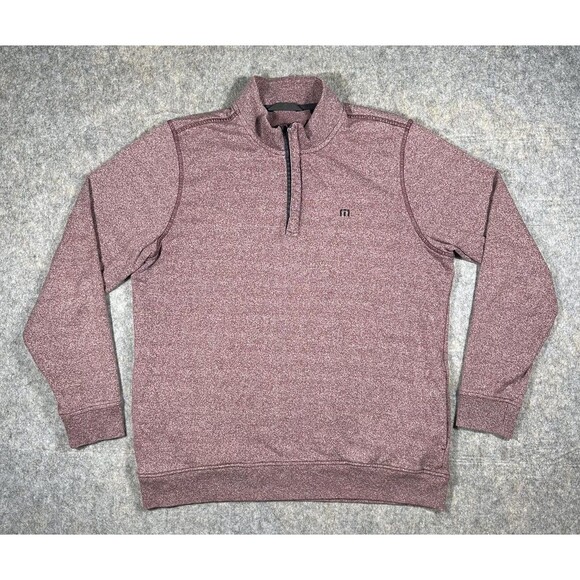 Travis Mathew Hideaway Sweater Men’s XL Heather Red 1/4 Zip Golf Pullover Fleece - Picture 1 of 7